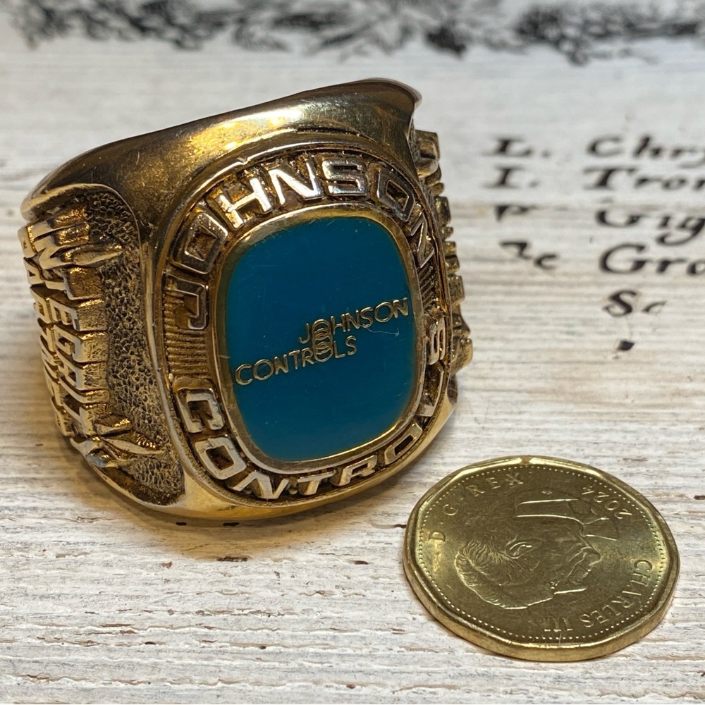 Paperweight Brass Ring Johnson Controls Recognition Award
